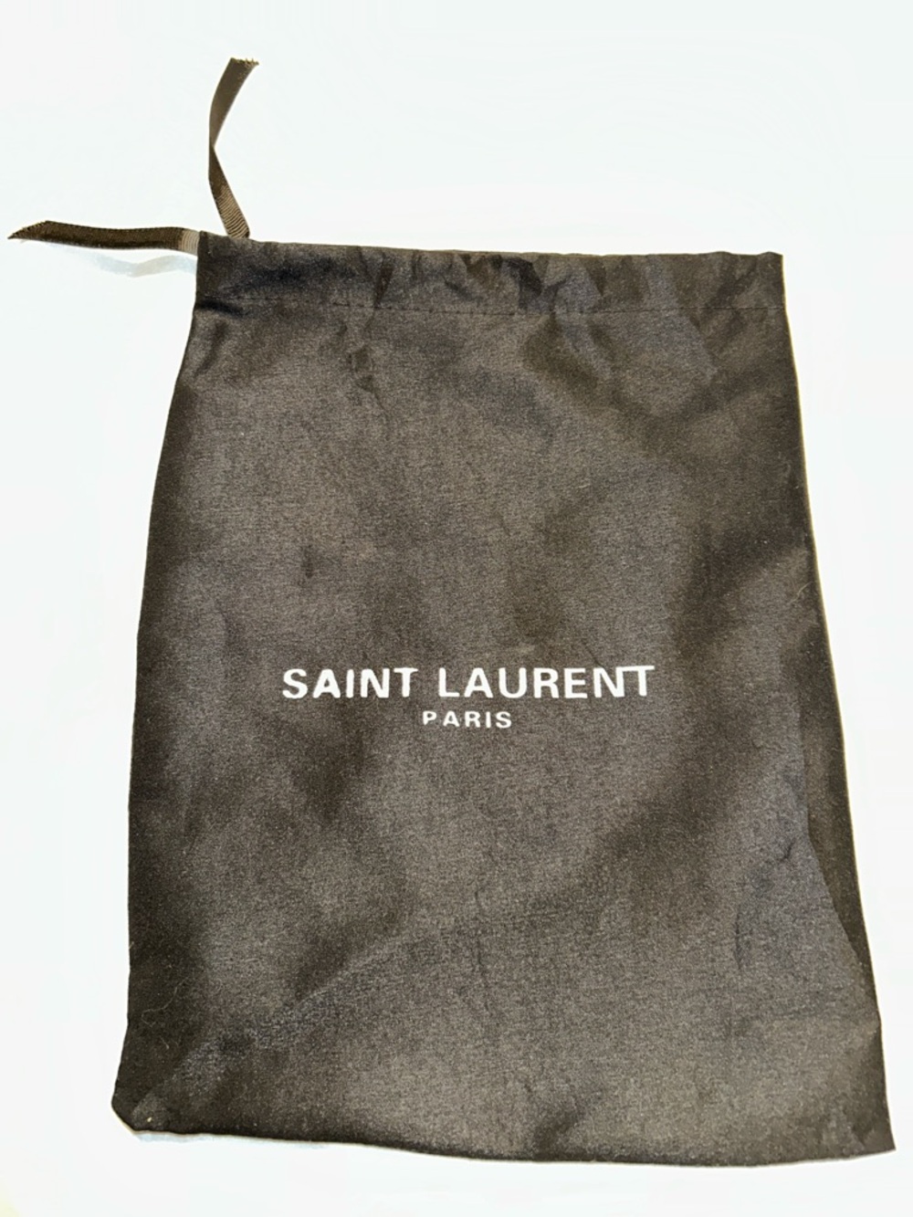 Saint Laurent Black Drawstring Pouch with White Logo